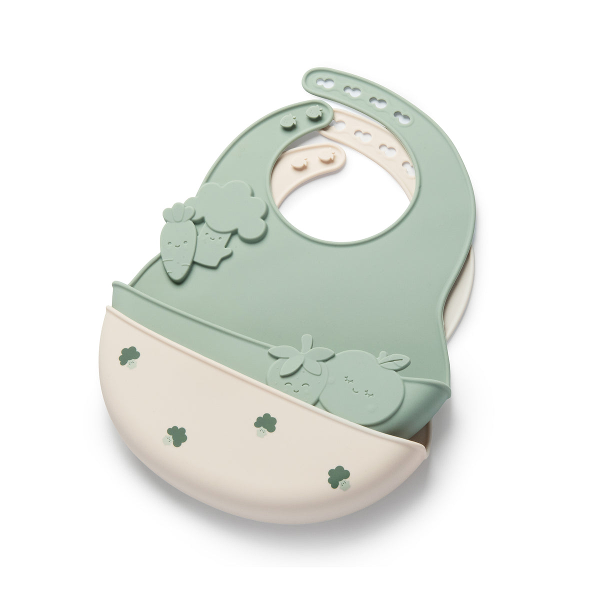 Silicone Catch-all Bib Set - Soft Sage & Warm Stone