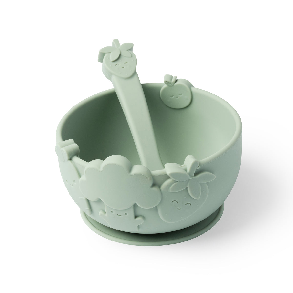 Silicone Suction Bowl & Spoon Set Soft Sage