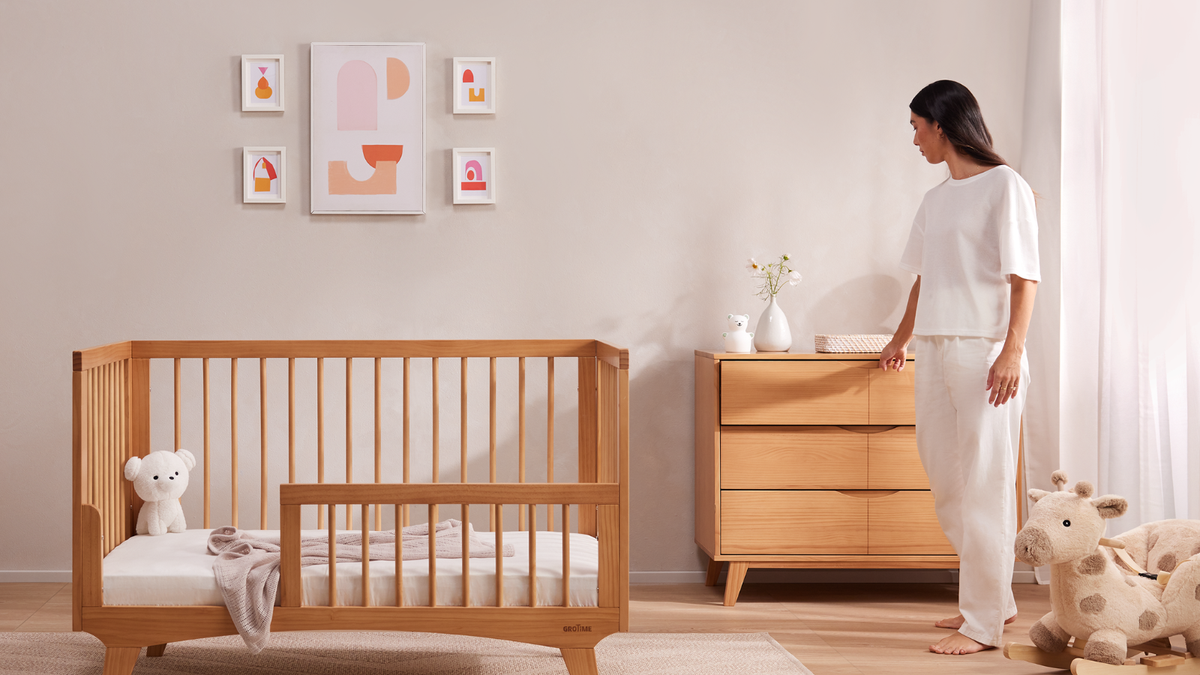 What do you really need in a nursery? Use GroTime’s nursery essentials checklist to plan your cot, mattress, changing setup and storage,
